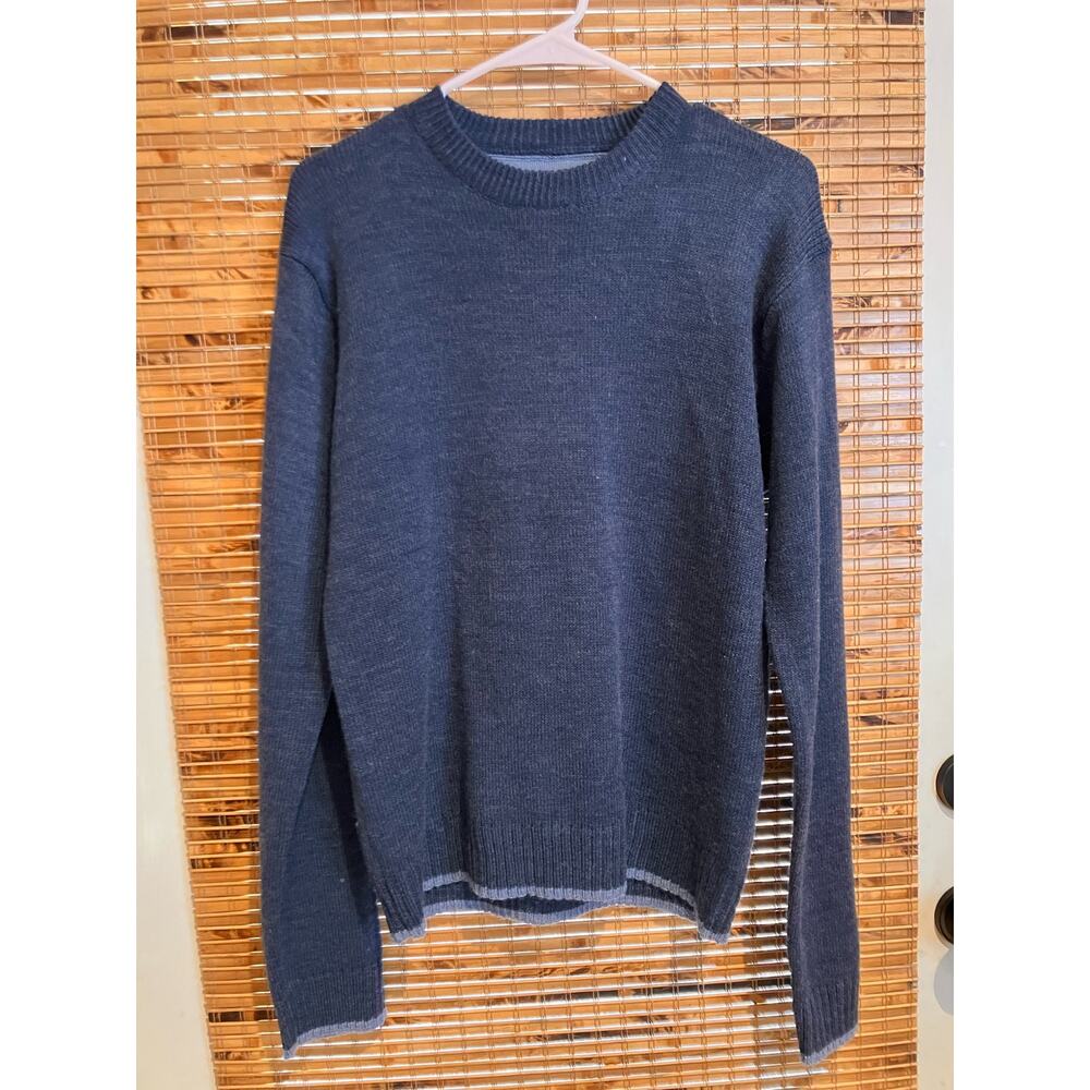 Carbon Mens Sweater Small Blue Knit‎ Crew Neck Pullover Ribbed Bottom Cotton